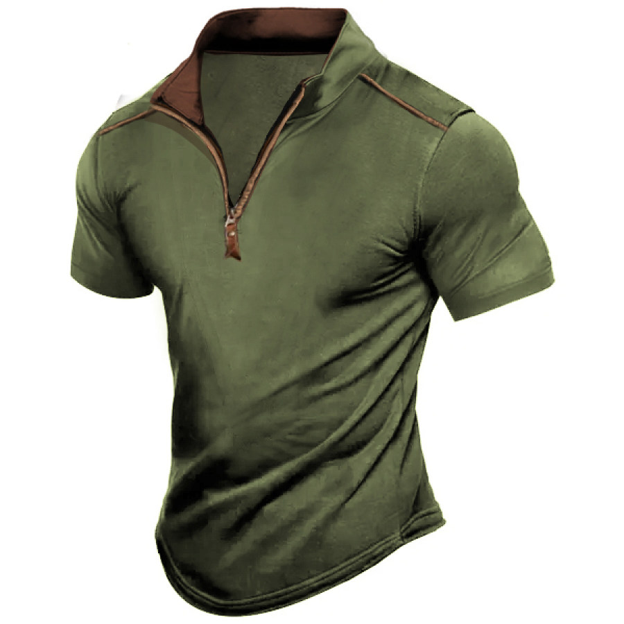 

T-shirt Tactique à Manches Courtes Et Col Montant Pour Hommes