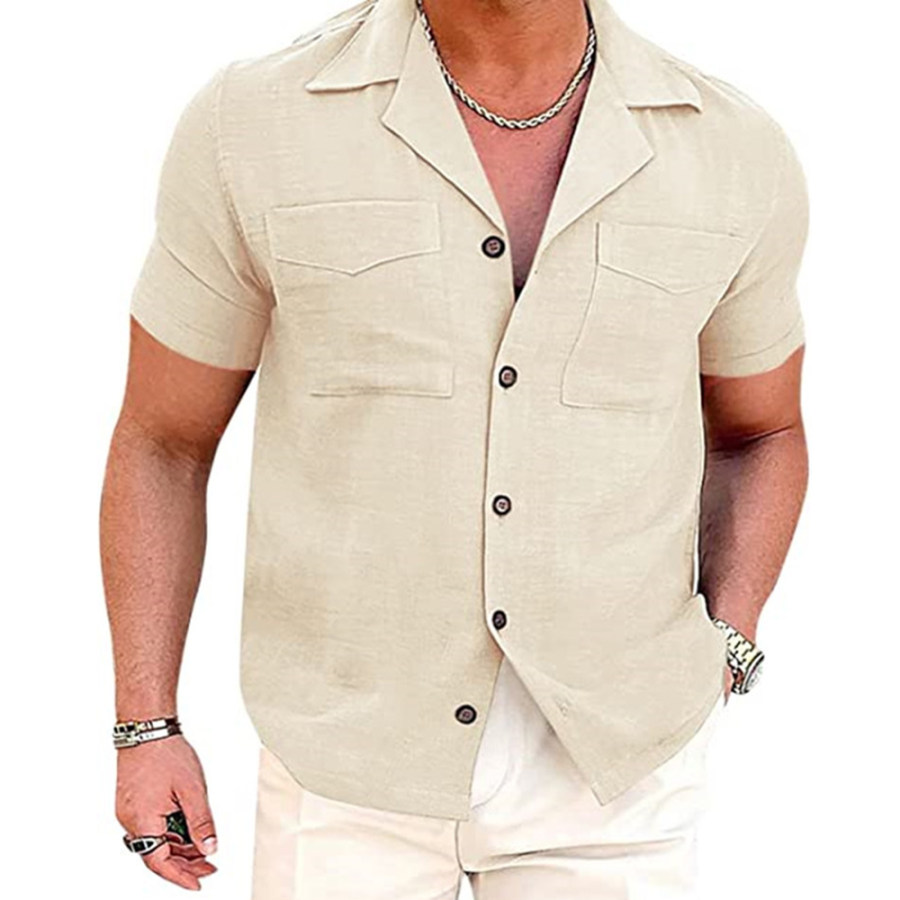 

Men's Outdoor Pocket Lapel Cotton Shirt