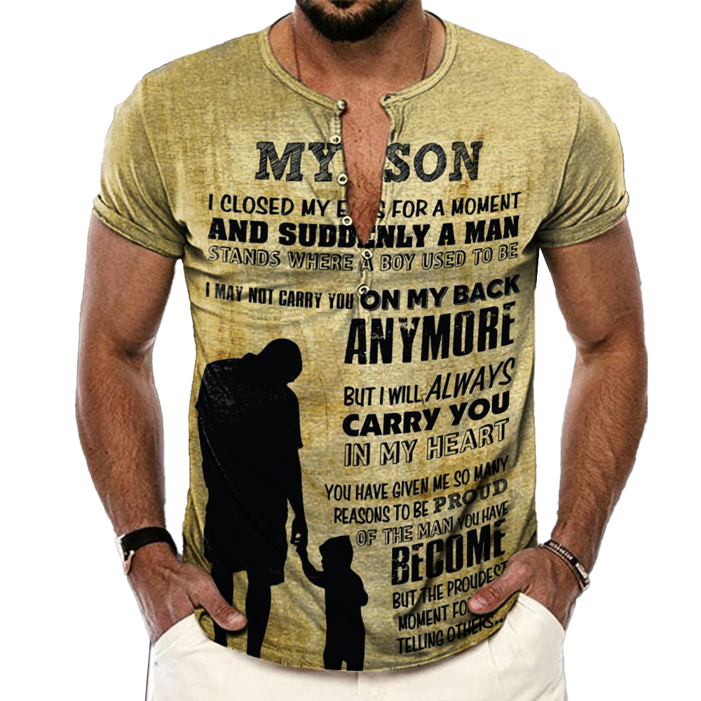 A Letter From Dad Chic To Son Print Men's Henley Neck T-shirt