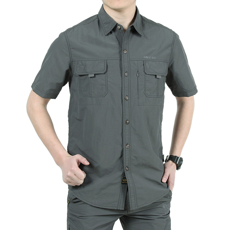 Men's Outdoor Casual Pocket Chic Quick Dry Waterproof Breathable Short Sleeve Shirt