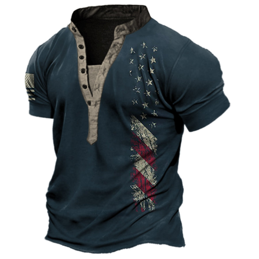 

Men's Vintage American Flag Henley T-Shirt