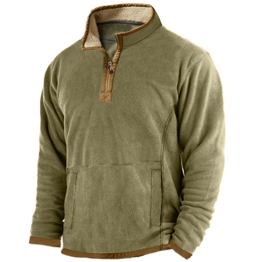 

Men's Zip Collar Fleece Lamb Wool Thermal Sweatshirt