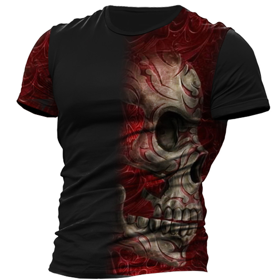 

Men's Vintage Skull Print Crewneck T-Shirt