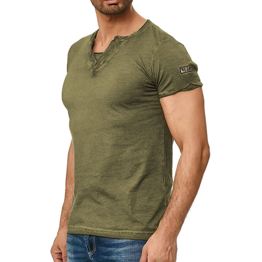 

Men's Vintage Tactical Henley T-Shirt