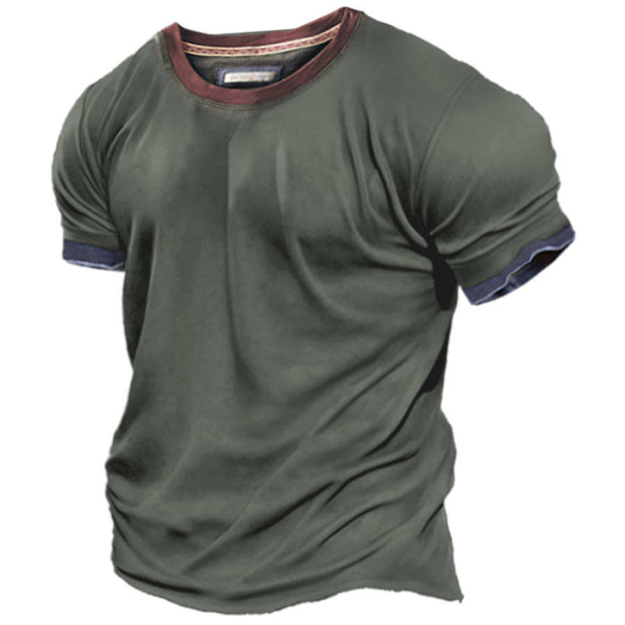 

Men's Retro Casual Colorblock T-Shirt
