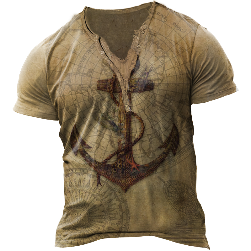 Men's Nautical Anchor Print Chic T-shirt