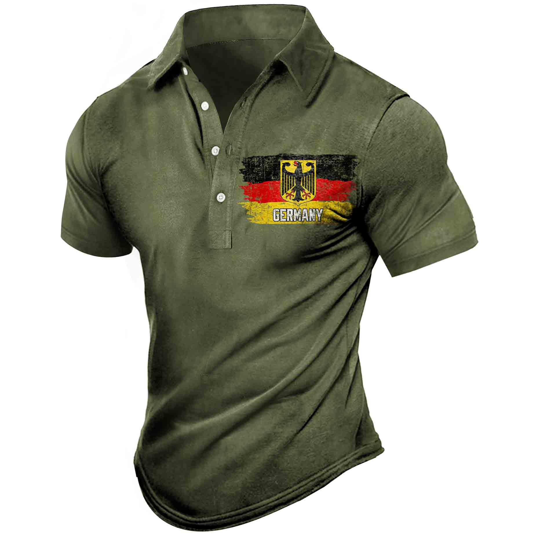 Men's German Flag Eagle Chic Patriotic Print Polo T-shirt