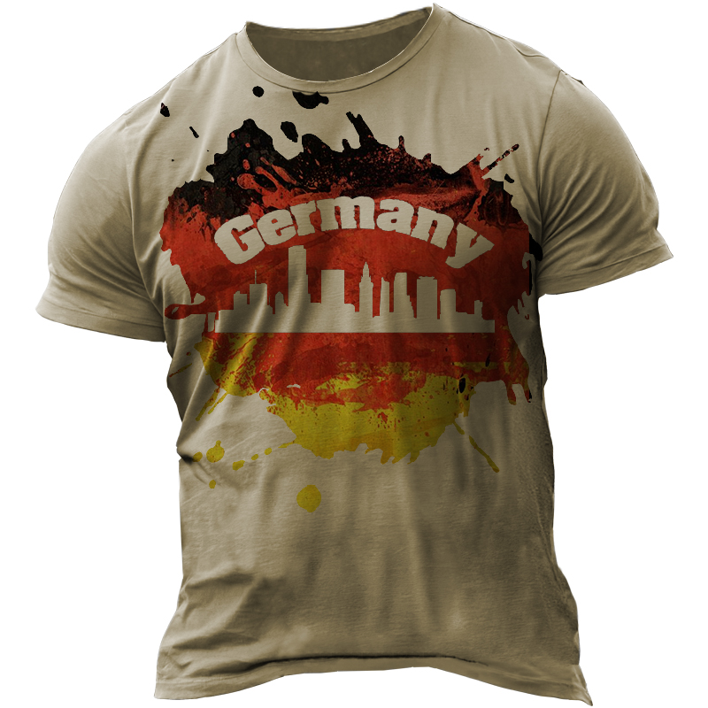Men's German Flag Letter Print Chic T-shirt