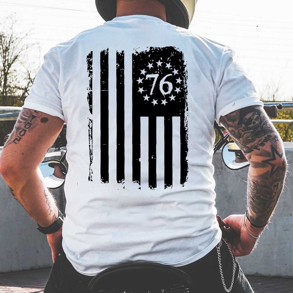 Men's 76 American Flag Print Chic Cotton T-shirt