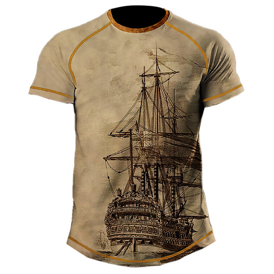 

Men's Vintage Nautical Sailing Print T-Shirt