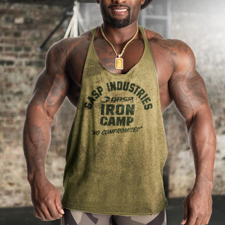

Men's Vintage Print Sports Tank Top