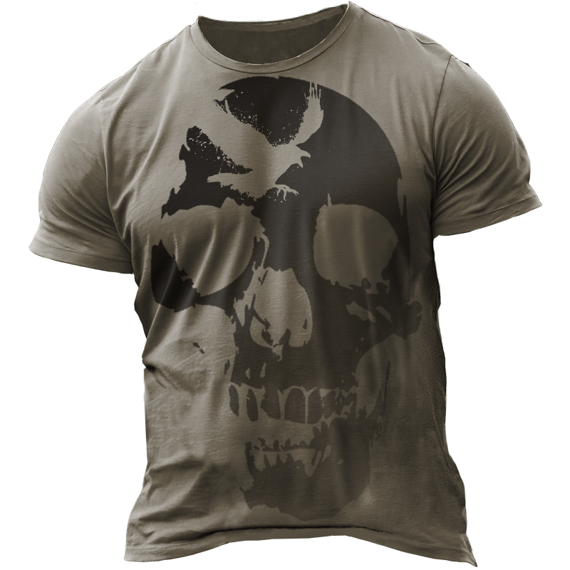 Men's Skull And Eagle Print Chic T-shirt