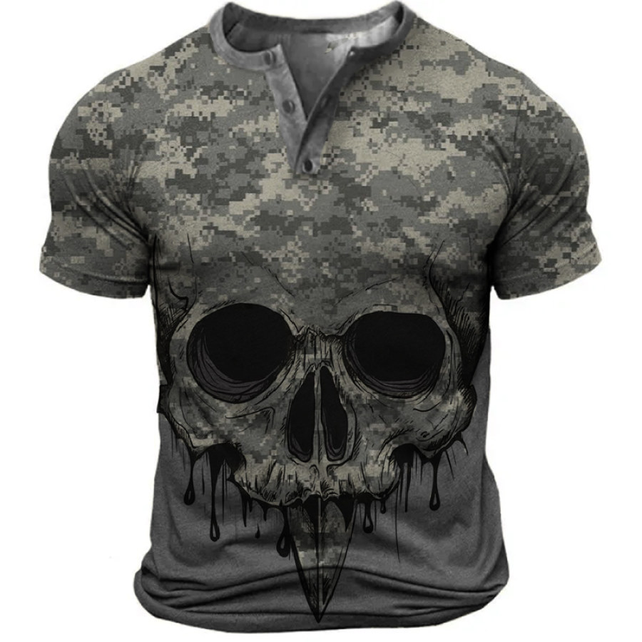 

Men's Camouflage Skull Print T-Shirt