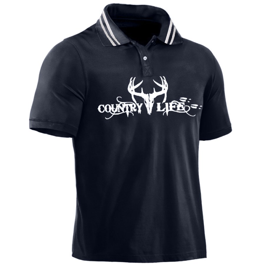 

Men's Western Denim Print Polo Shirt