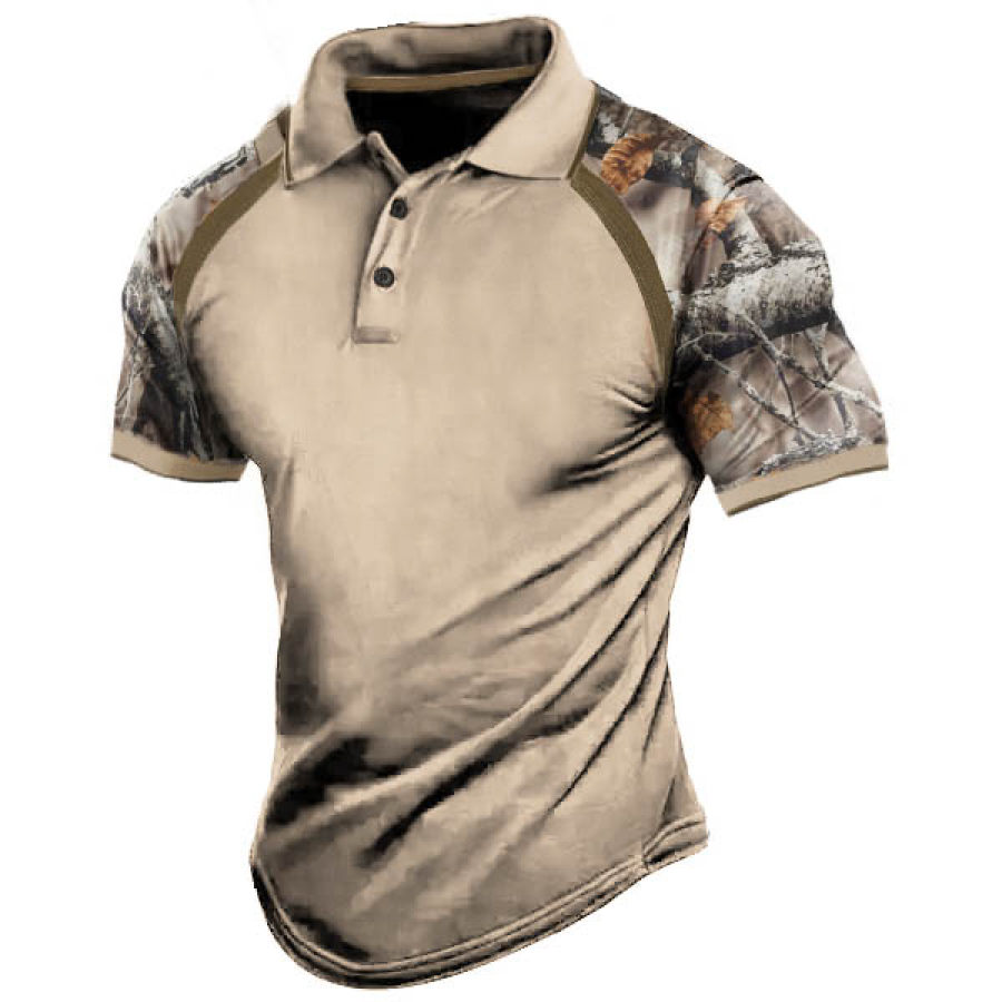 

Men's Outdoor Jungle Print Tactical Golf Polo Shirt