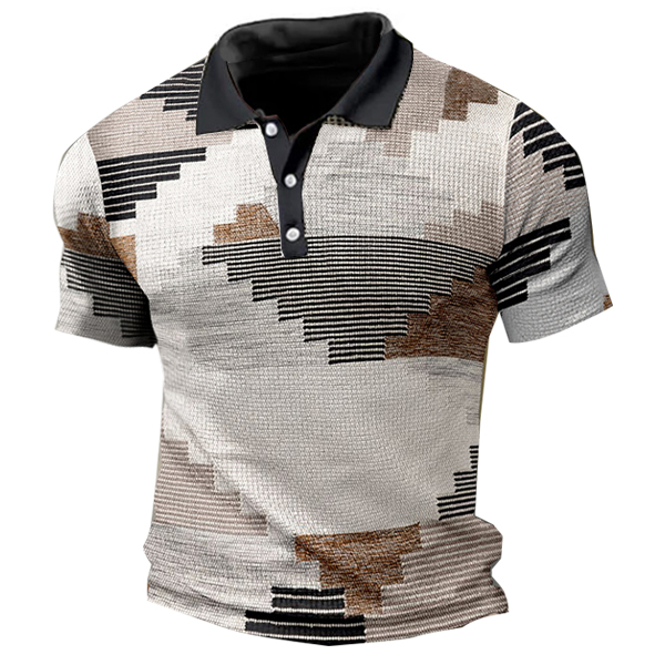 Men's Outdoor Geometry Print Chic Golf Polo Shirt