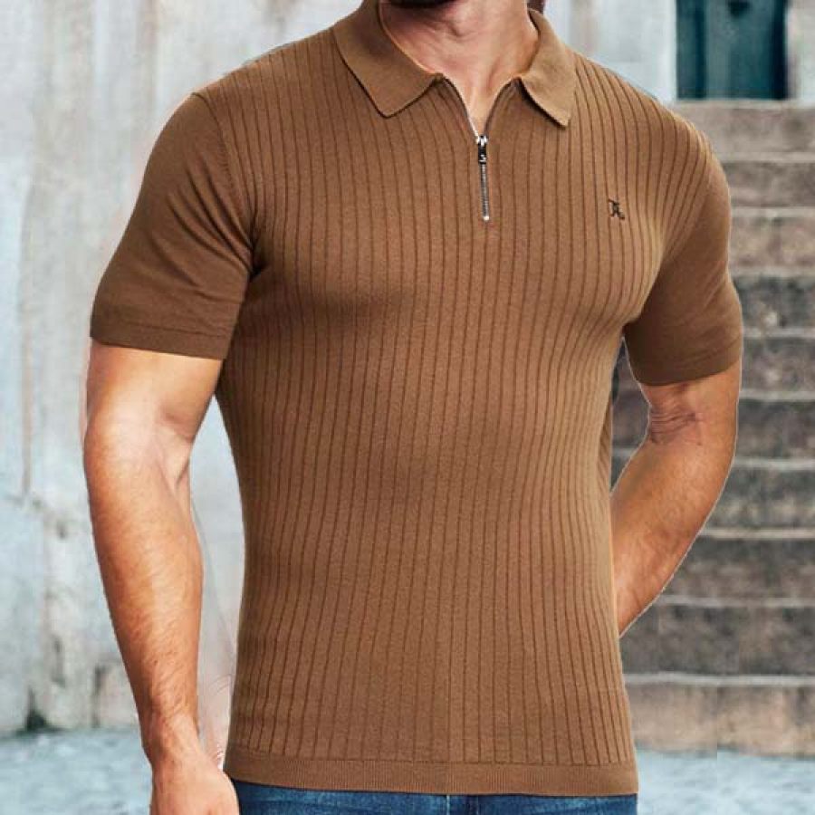

Men's Outdoor Stretch Knit Tactical Zipper Golf Polo Shirt