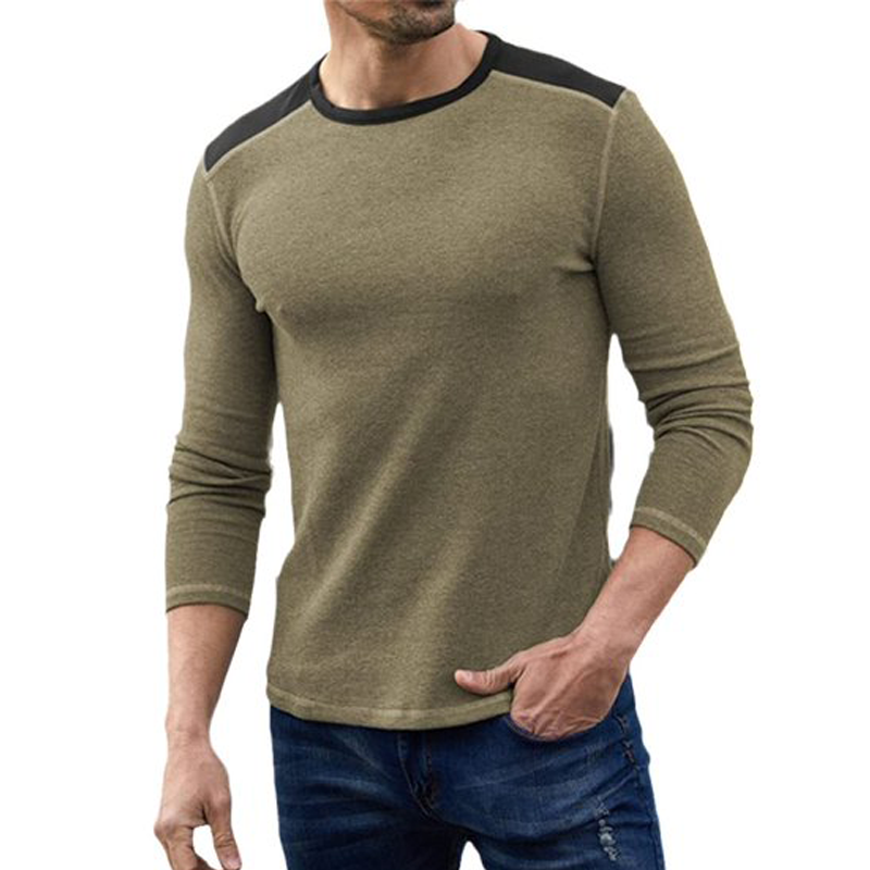 Men's Color Block Lightweight Chic Long Sleeve Waffle Shirts
