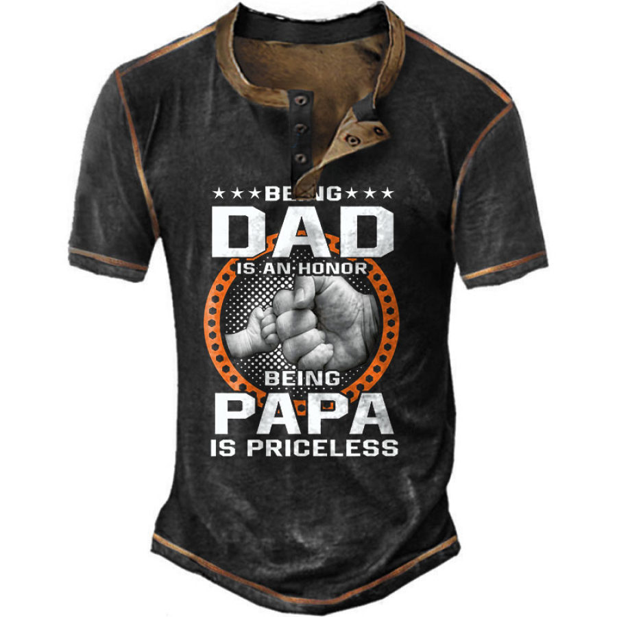 

Men's Vintage Being Dad Is An Honor Funny Henley T-Shirt