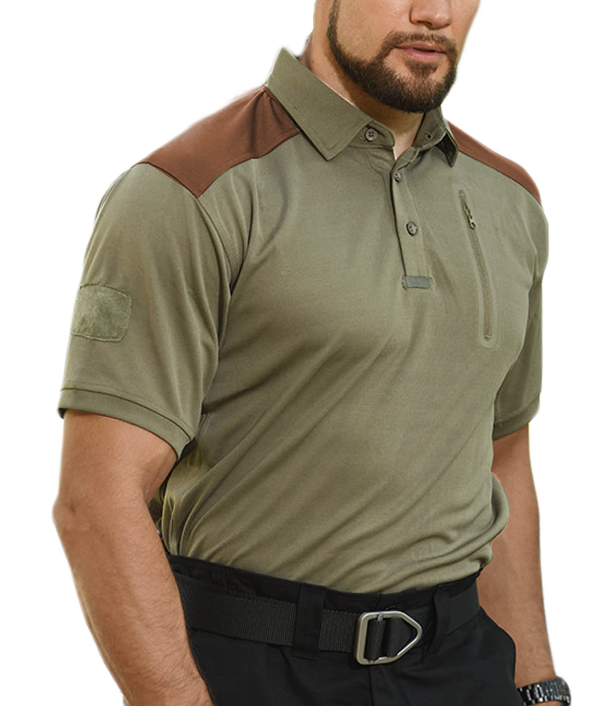 Men's Outdoor Contrasting Zip Chic Pocket Polo Shirt