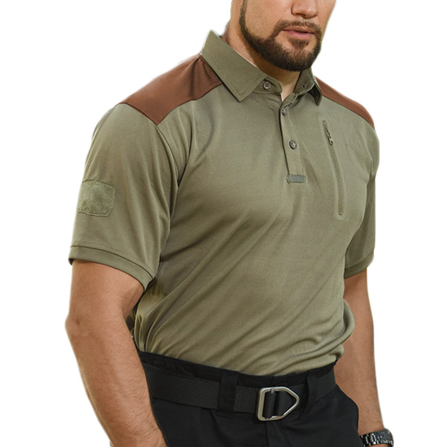 

Men's Outdoor Contrasting Zip Pocket Polo Shirt