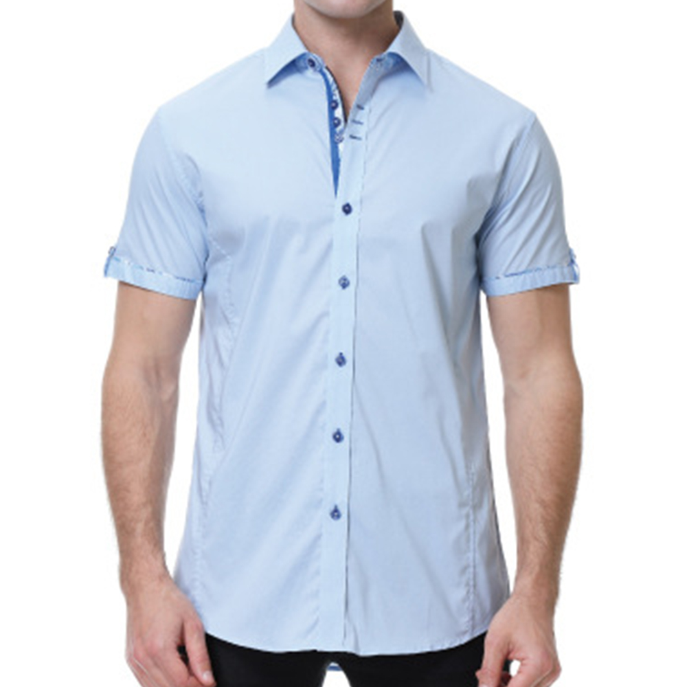 Men's Printed Stitching Casual Chic Business Short Sleeved Shirt
