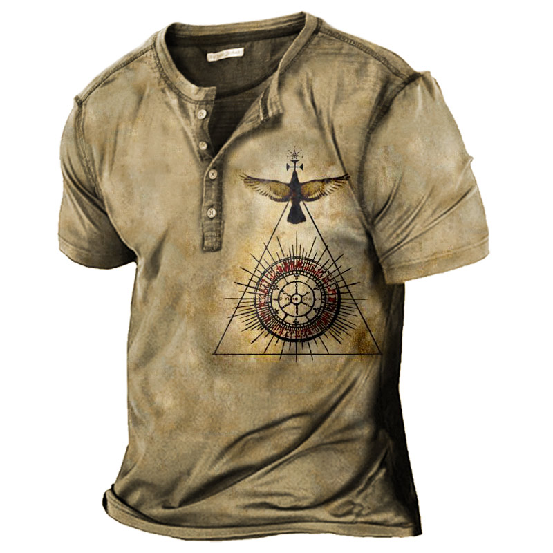 Men's Vintage Peace Freedom Chic Henley T-shirt