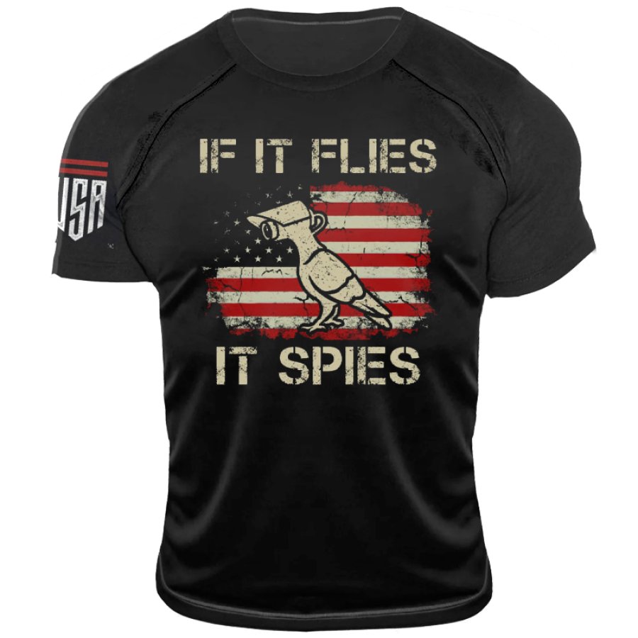 

If It Flies It Will Spies Men's Vintage Outdoor Tactical T-Shirt