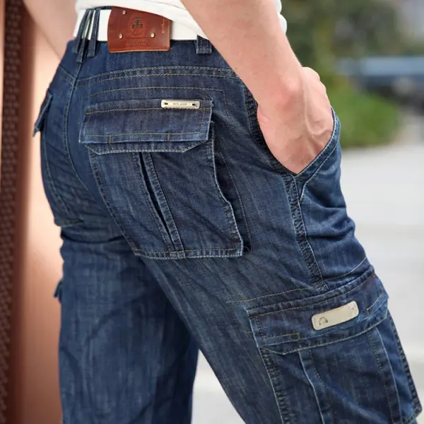 Men's Cargo Jeans Straight Leg Loose Pocket Trousers - Honeylop.chimpone.com 
