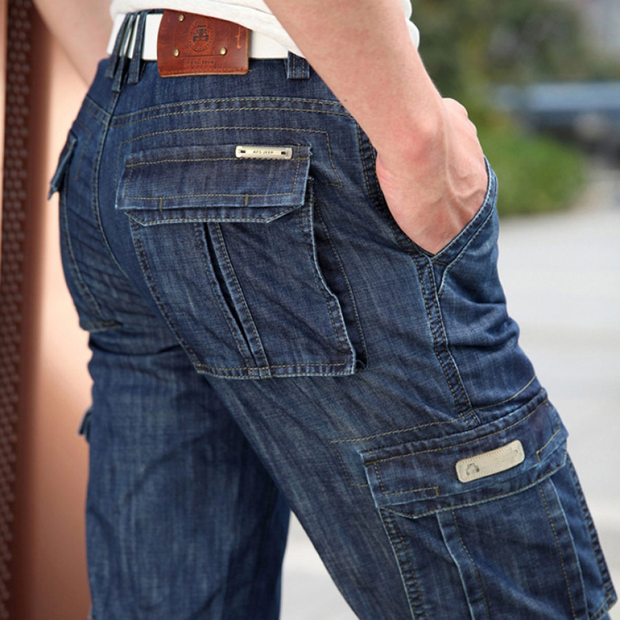 

Men's Cargo Jeans Straight Leg Loose Pocket Trousers