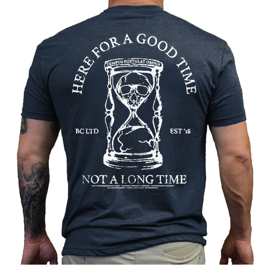 

Here For A Good Time Men's Hourglass Print Cotton T-Shirt