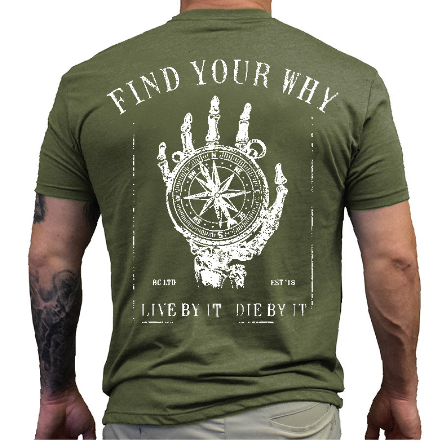 

Find Your Why Men's Compass Print Cotton T-Shirt