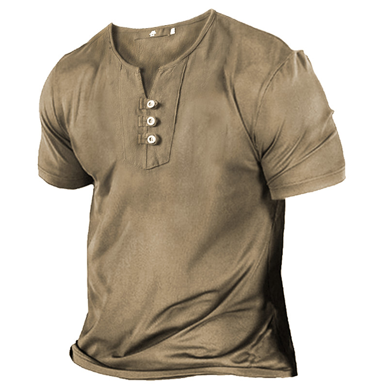Men's Vintage Casual Button Chic Down Tactical T-shirt