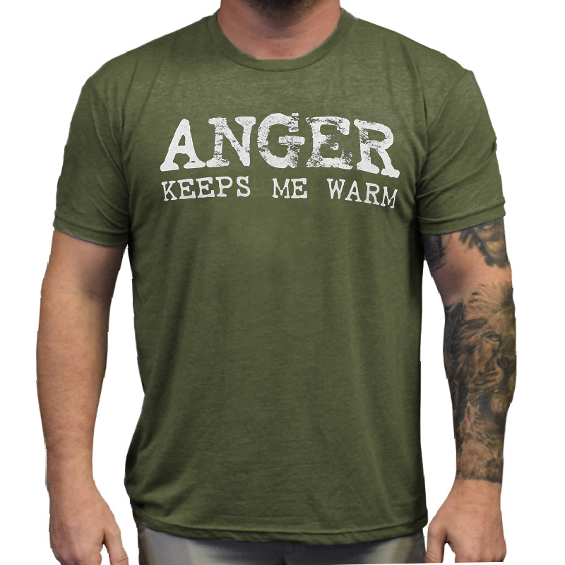 Anger Keeps Me Warm Chic Men's Printed Cotton T-shirt