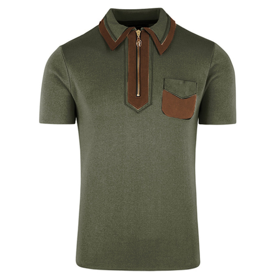 

Men's Vintage Pocket Zip Polo Shirt