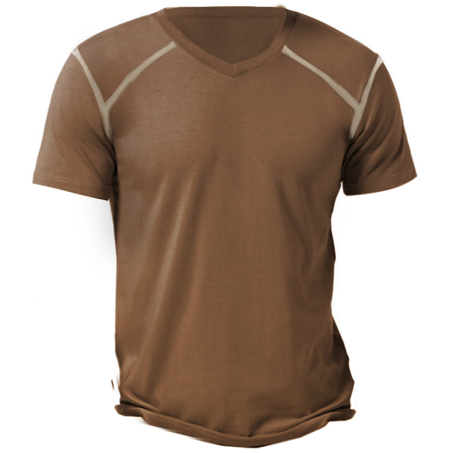 

Men's Retro Casual Short Sleeve V-Neck T-Shirt