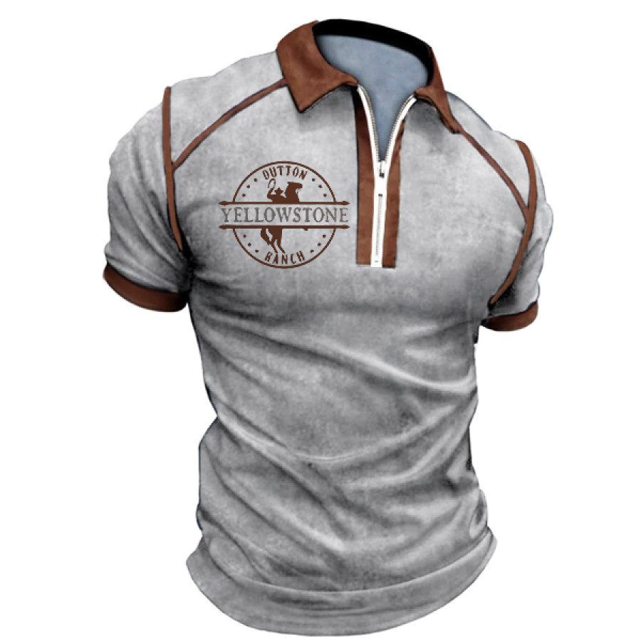 

Men's Vintage Yellowstone Print Polo Shirt