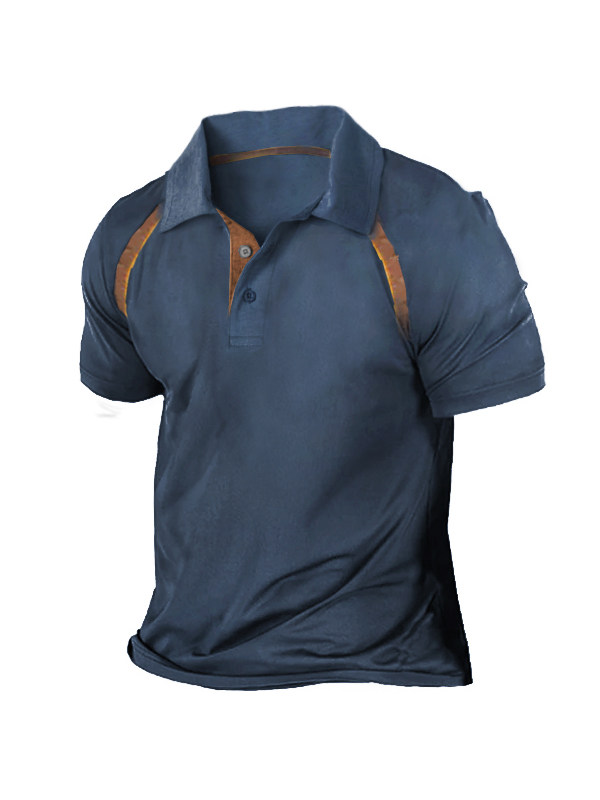 Men's Retro Contrast Polo Short Sleeve T-Shirt