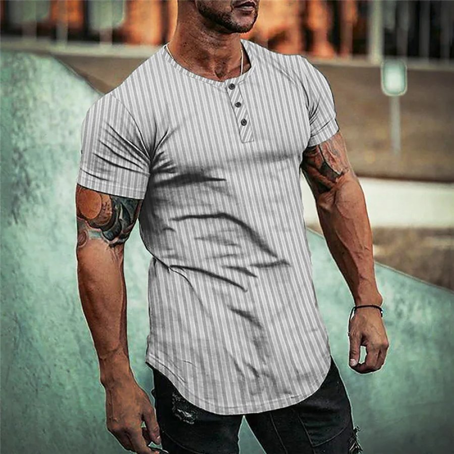 

Men's Outdoor Classic Strip Printed Henley Shirt Tee