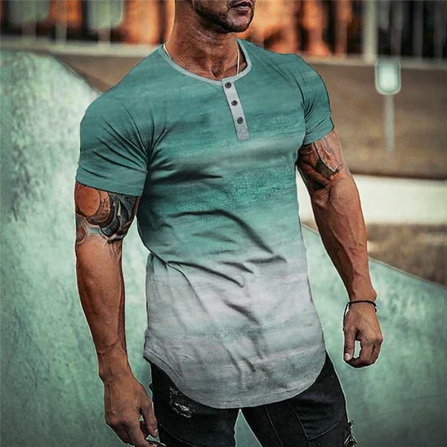 

Men's Outdoor Color Gradient Henley Shirt Tee Henley