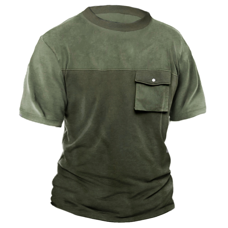 Men's Retro Outdoor Pocket Chic Training Tactical T-shirt