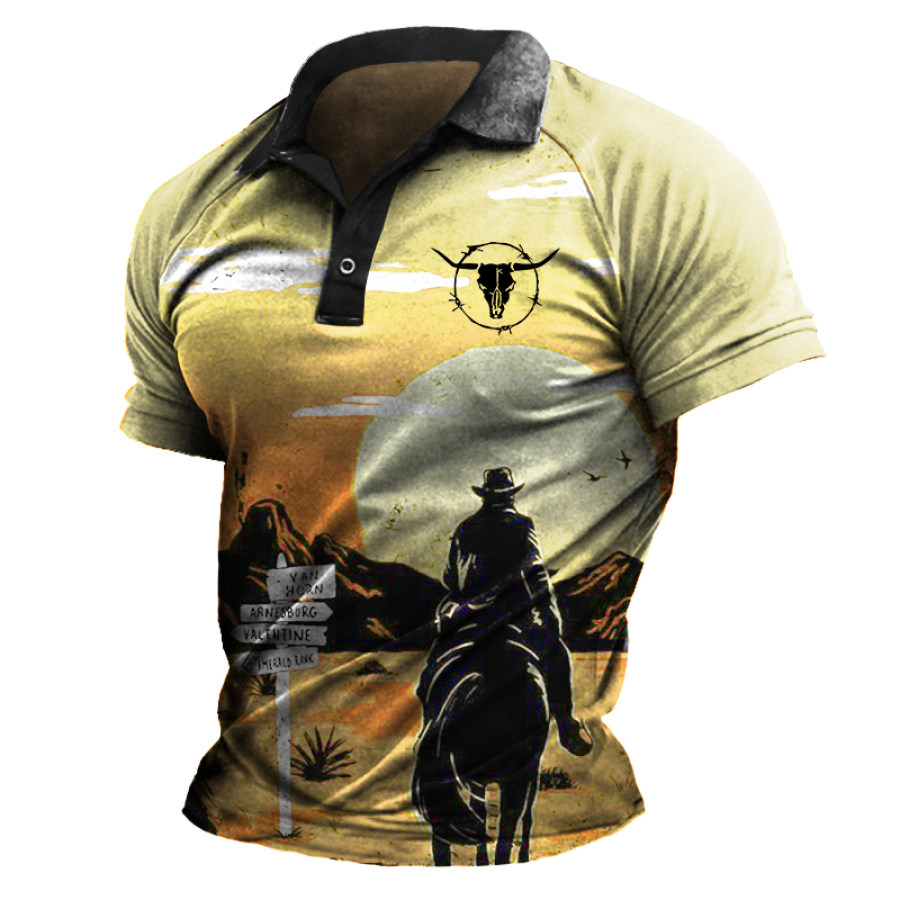 

Men's Vintage Western Denim Print T-Shirt