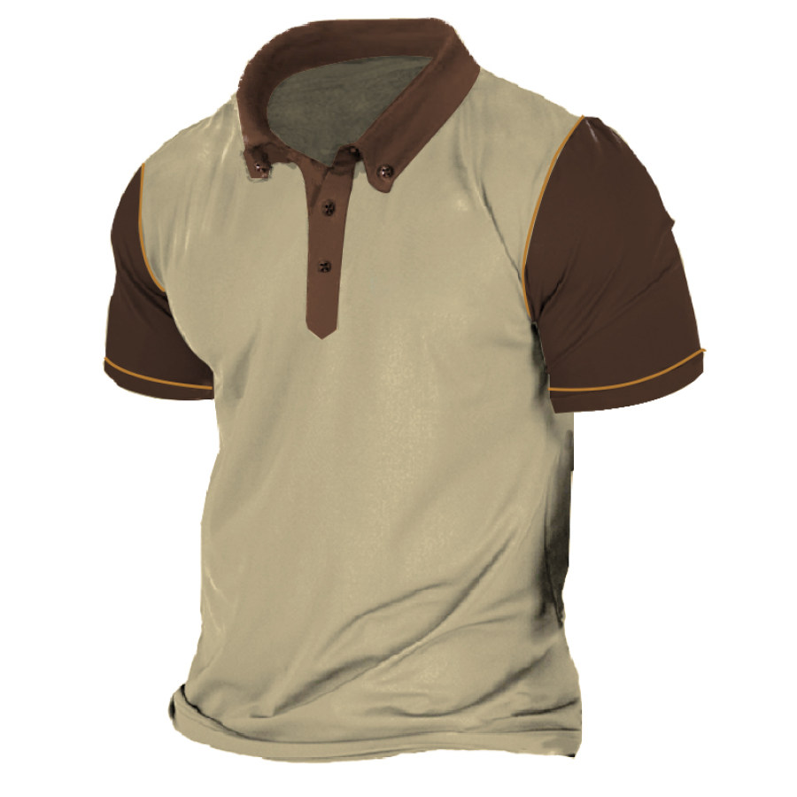 

Men's Retro Contrast Polo Collar T-shirt