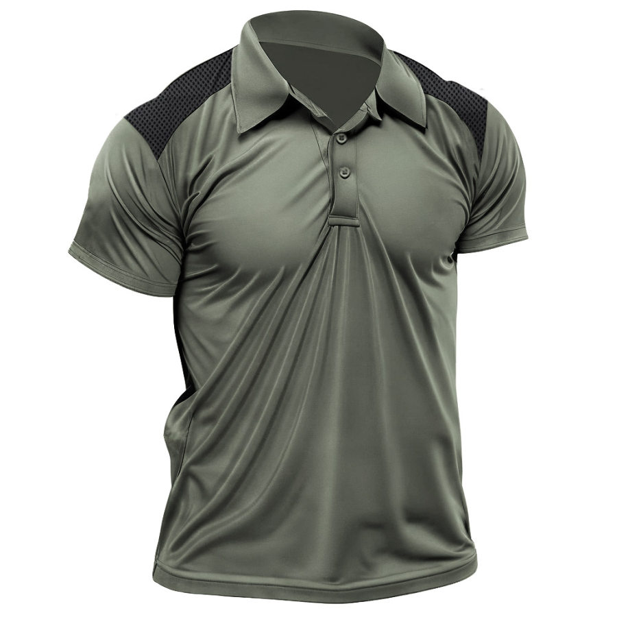 

Men's Outdoor Tactical Moisture Wicking Panel Mesh Polo T-Shirt