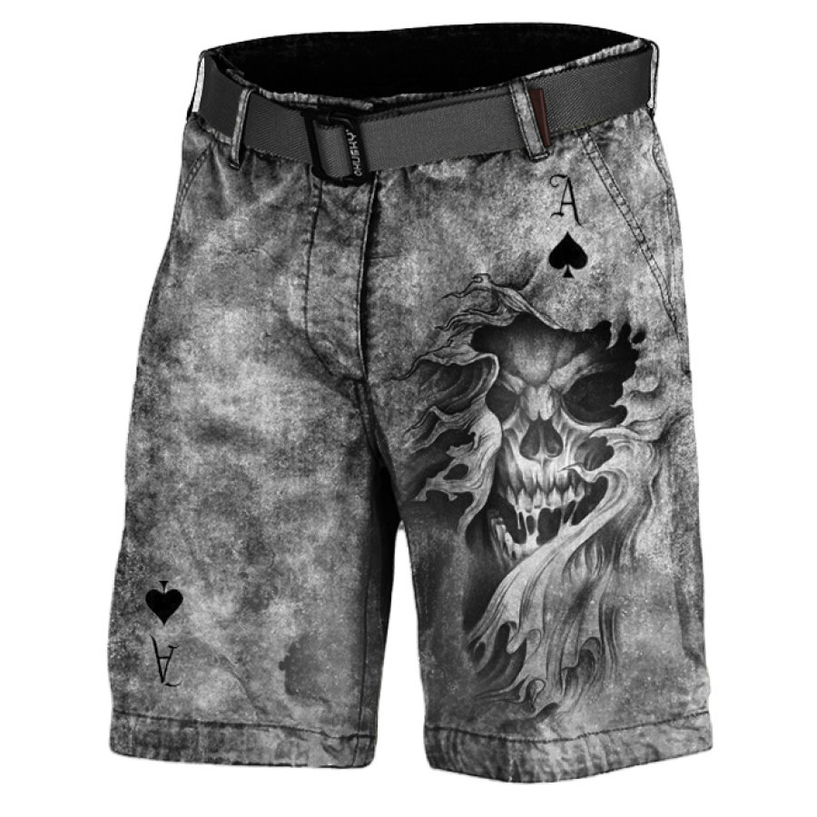 

Men's Vintage Skull Playing Card Print Shorts
