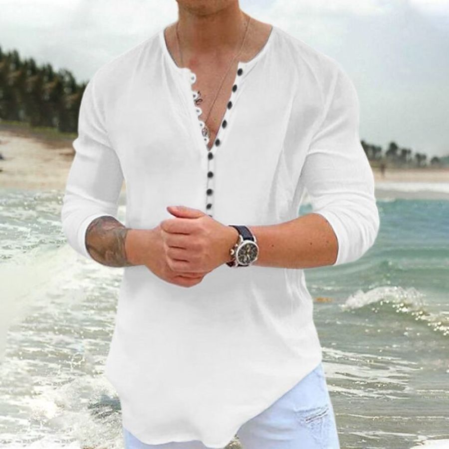 

Men's Casual Comfortable Summer Beach Henley Shirt