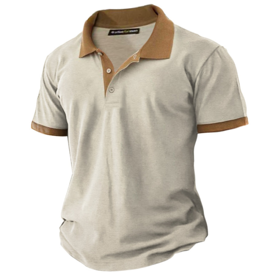 

Men's Outdoor Retro Colorblock Casual Polo Collar T-Shirt