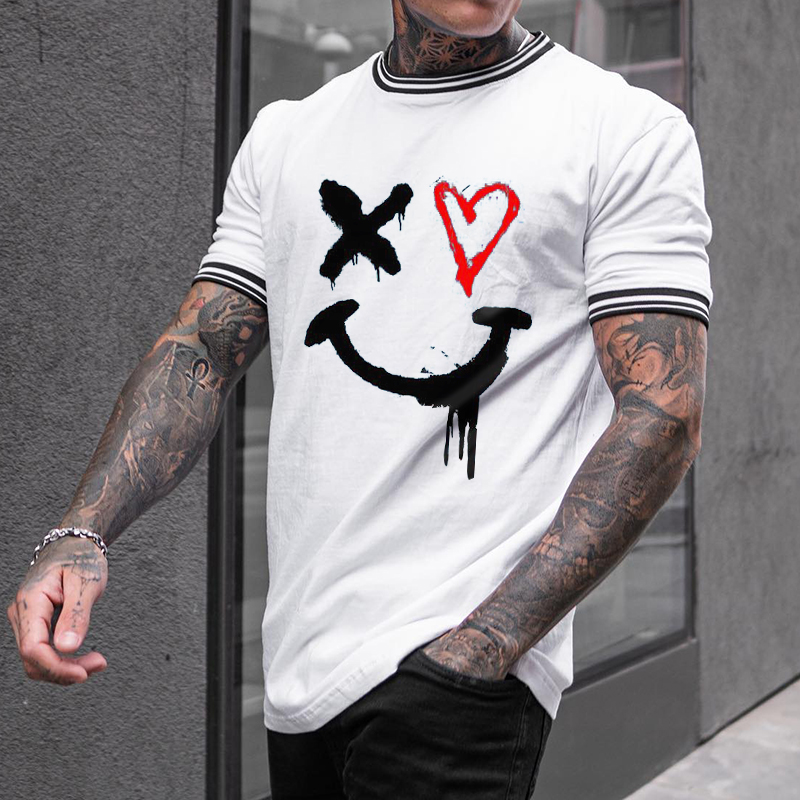 Emoji Printed Contrast Men's Chic T-shirt