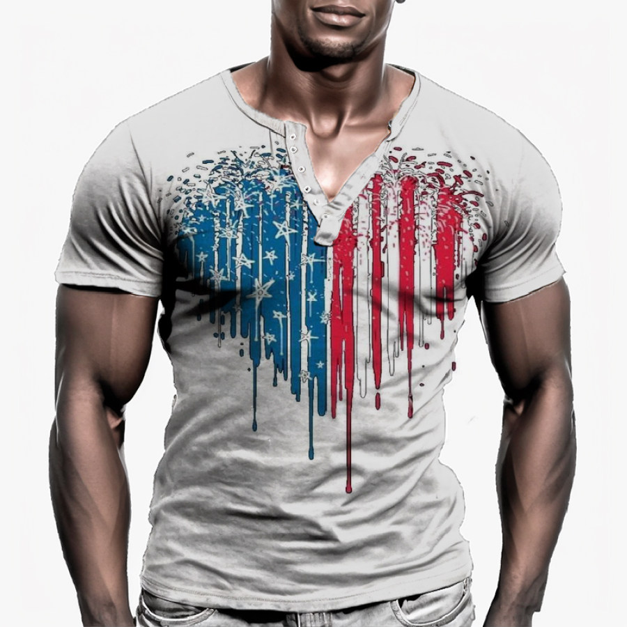 

Men's American Flag Heart Print T-Shirt