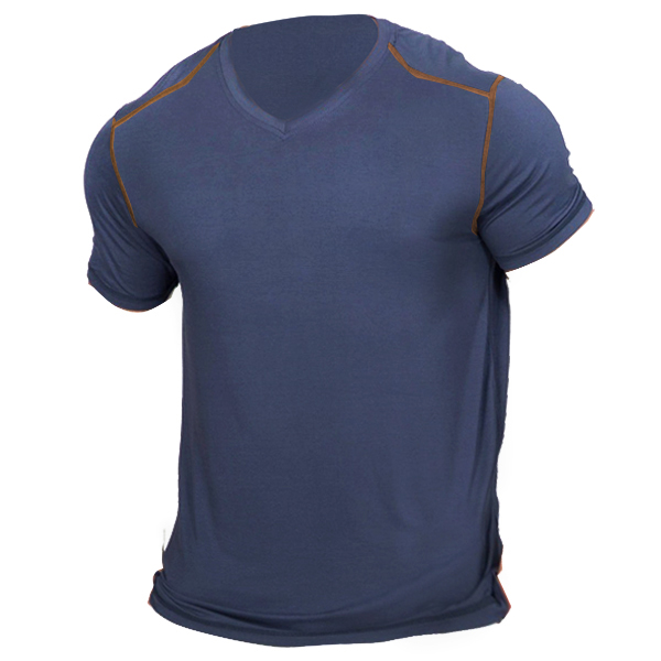 Men's Outdoor Retro Contrast Chic Color Tactical Cotton T-shirt